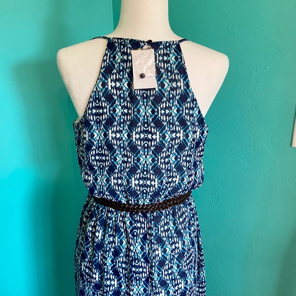 Lily Rose Blue and White Polynesian Maxi Dress - Picture 8 of 8